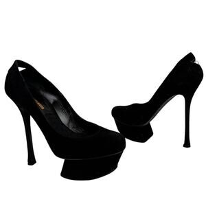 Nicholas Kirkwood Women's Pumps 36 Black Suede Pearl Slip-On Platform Heels